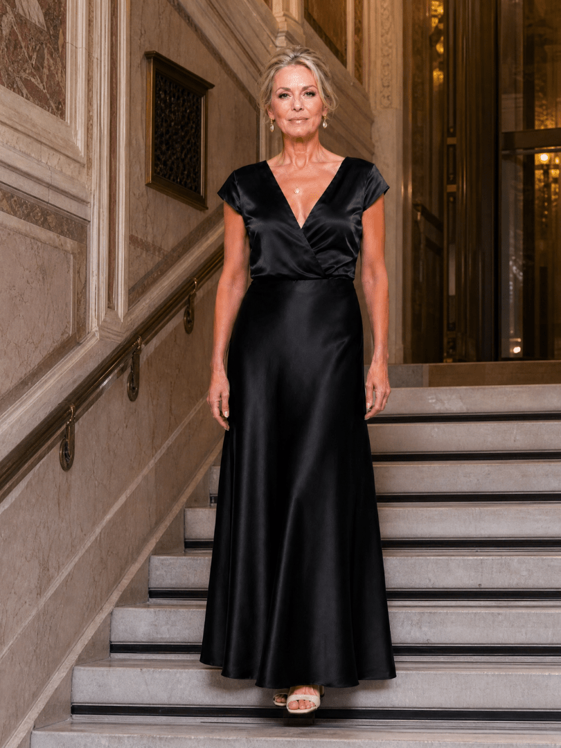 Samouse | Vestido Maxi con Corpiño Envolvente y Manga Corta