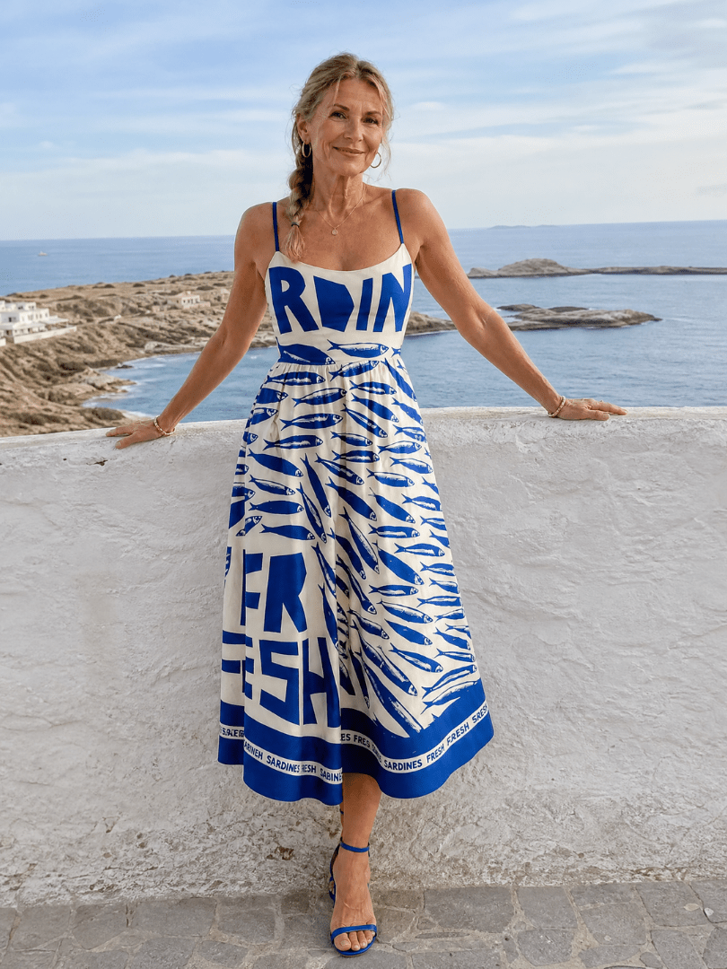 Suriope | Vestido Midi con Estampado de Peces