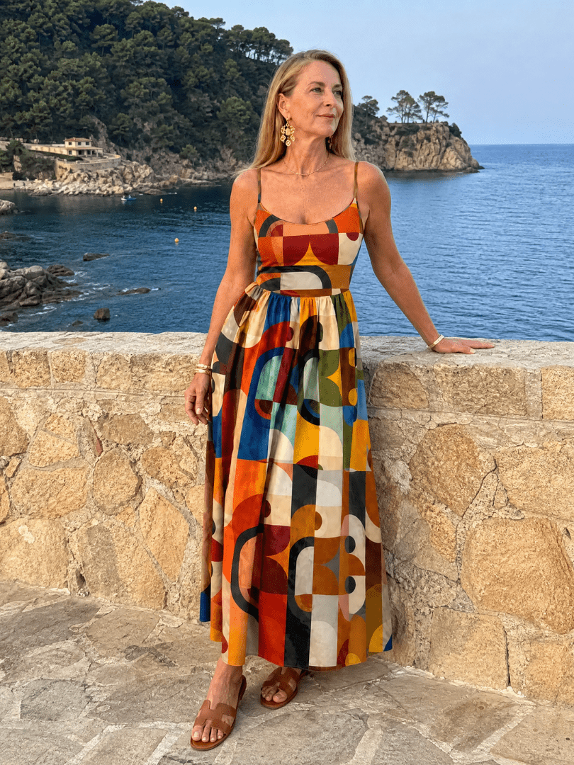 Zoraline | Vestido Midi con Estampado Geométrico
