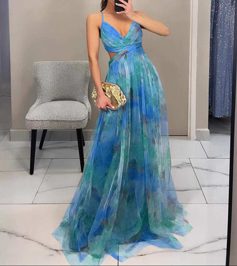 Vestido largo con estampado floral elegante
