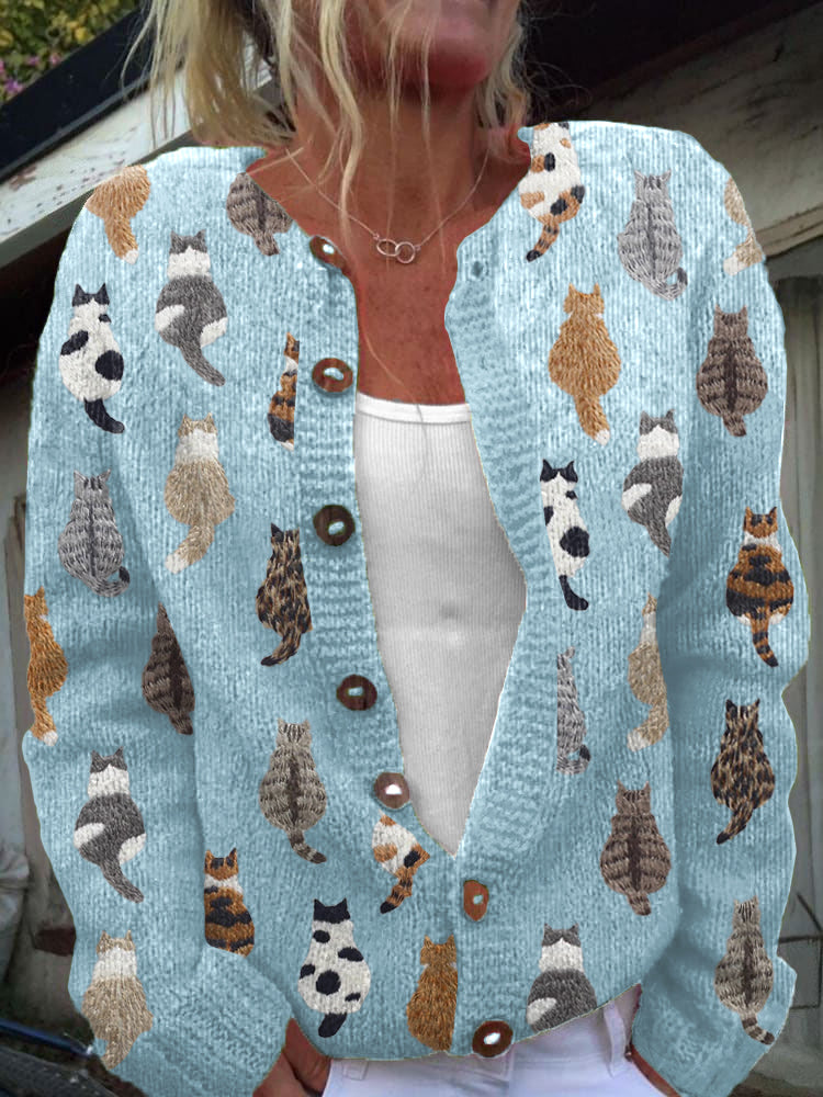 Lidia | Cárdigan con Estampado de Gatos