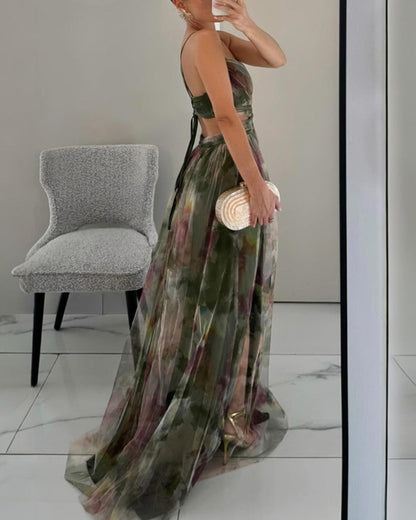 Vestido largo con estampado floral elegante