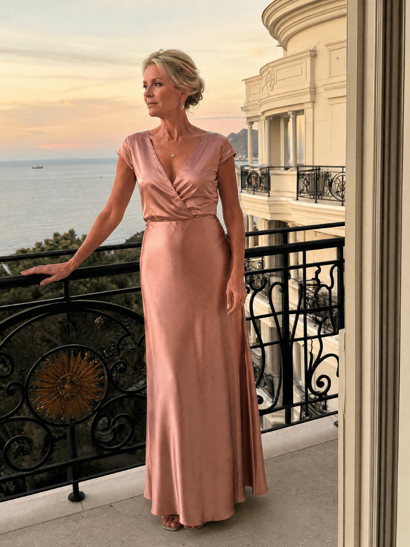 Samouse | Vestido Maxi con Corpiño Envolvente y Manga Corta