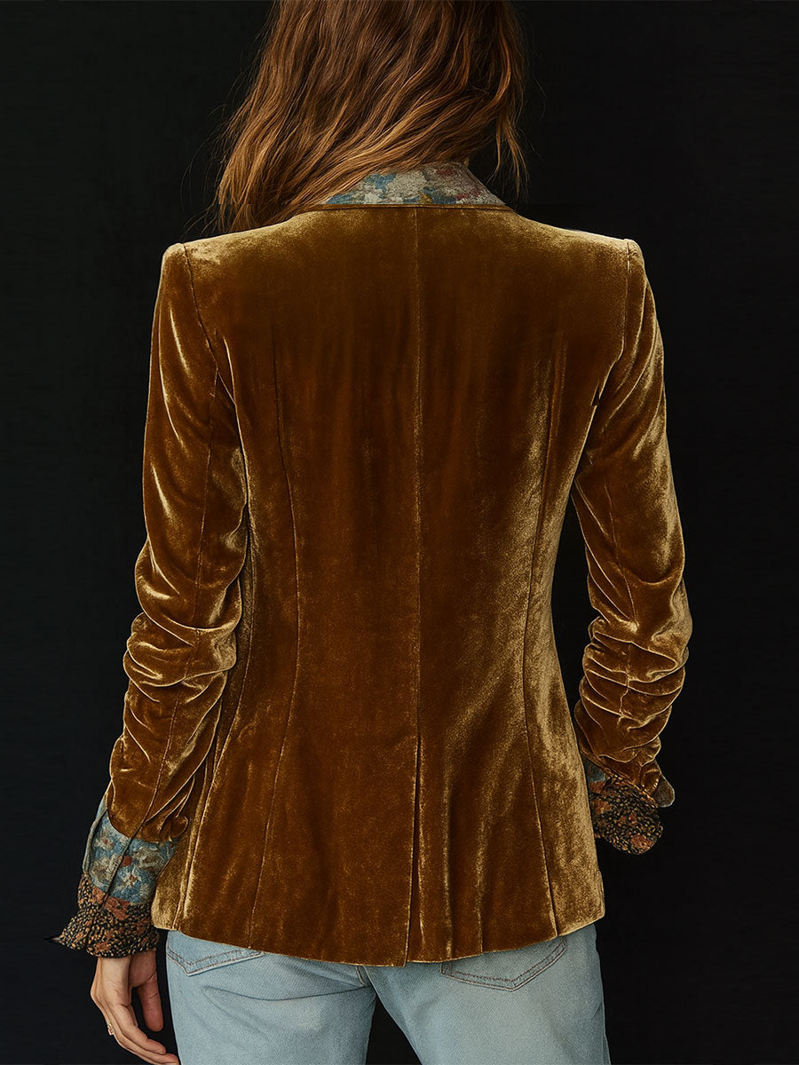 Marcelline | Blazer de retazos con Estampado Floral retro