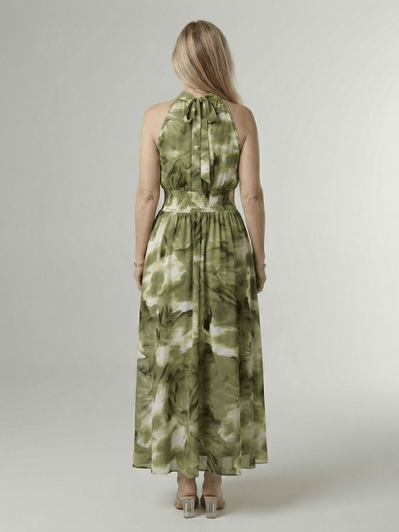 Sylin | Vestido Midi con Escote Halter Fruncido