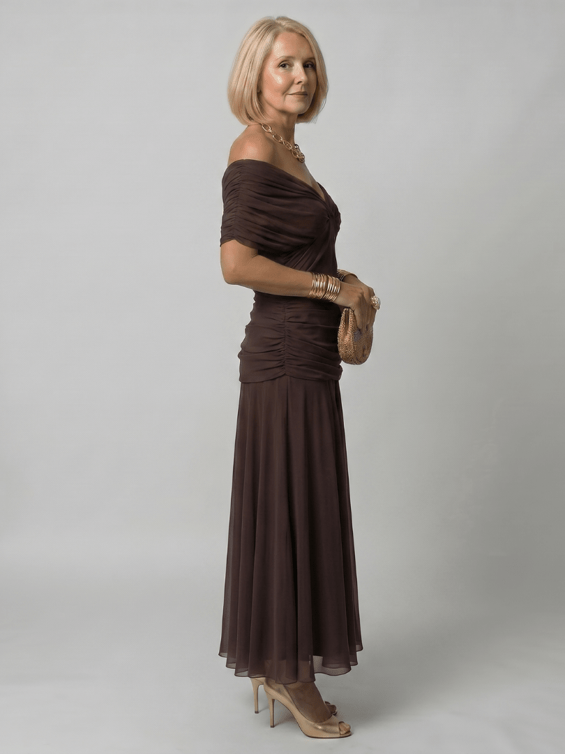 Calen | Vestido Midi Fluido con Hombros al Descubierto