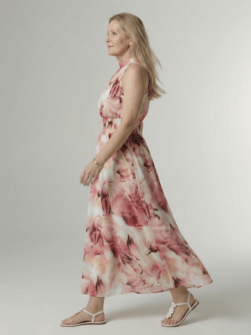 Sylin | Vestido Midi con Escote Halter Fruncido