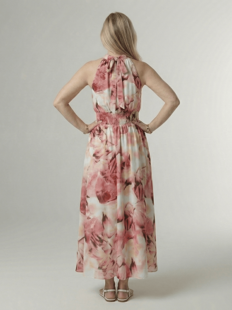 Sylin | Vestido Midi con Escote Halter Fruncido