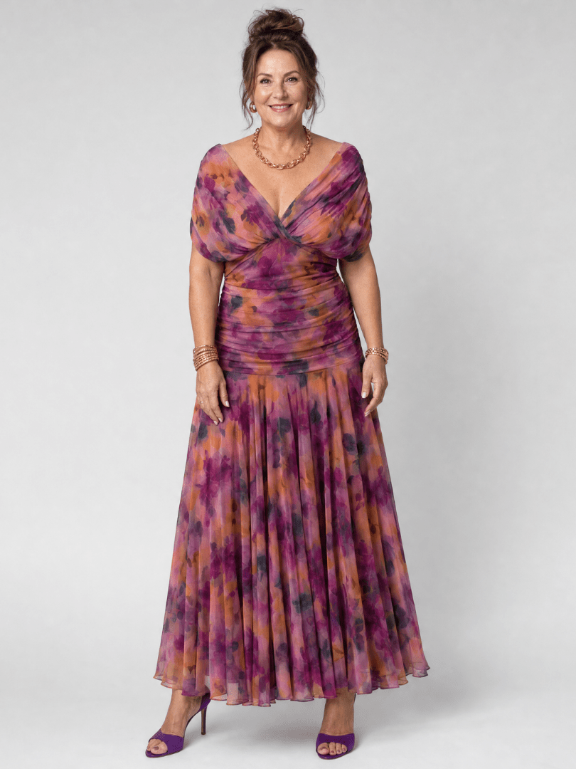 Calen | Vestido Midi Fluido con Hombros al Descubierto