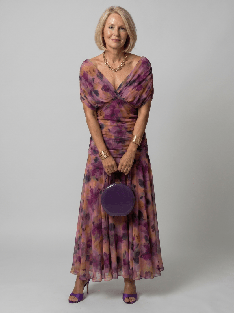 Calen | Vestido Midi Fluido con Hombros al Descubierto