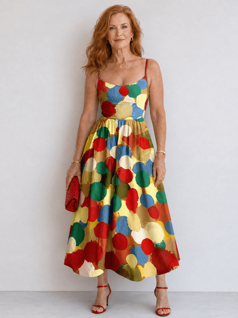 Xandria | Vestido Midi con Estampado de Lunares