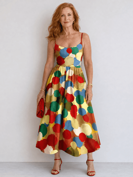 Xandria | Vestido Midi con Estampado de Lunares
