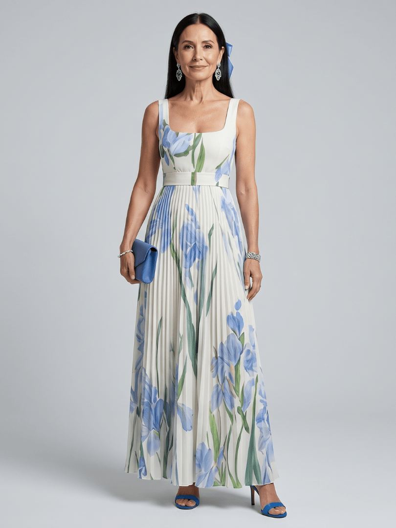 Ophelia | Vestido Midi sin Mangas con Estampado Floral