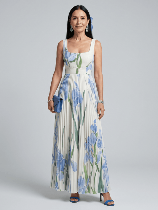 Ophelia | Vestido Midi sin Mangas con Estampado Floral