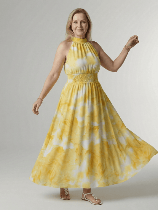Sylin | Vestido Midi con Escote Halter Fruncido