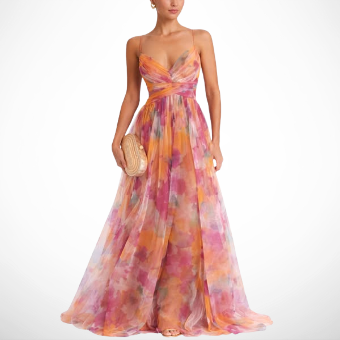 Vestido largo con estampado floral elegante