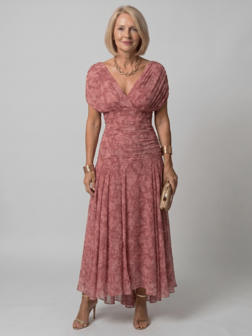 Calen | Vestido Midi Fluido con Hombros al Descubierto