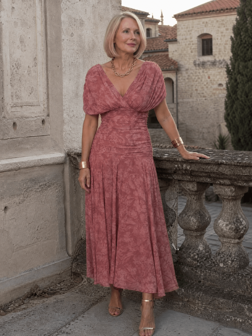 Calen | Vestido Midi Fluido con Hombros al Descubierto