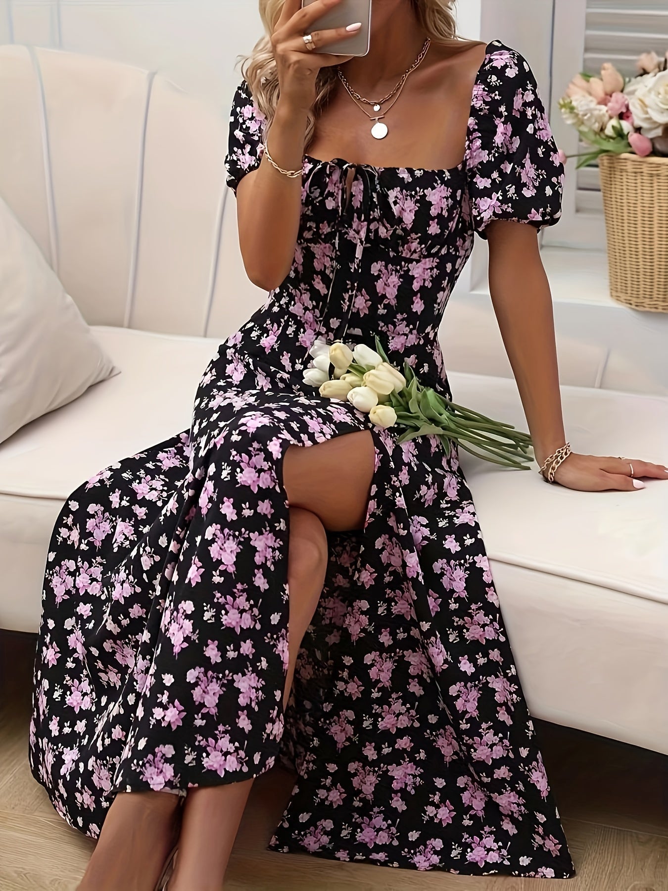 Vestido elegante con estampado floral