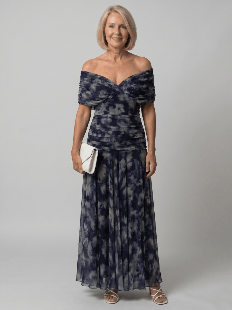 Calen | Vestido Midi Fluido con Hombros al Descubierto