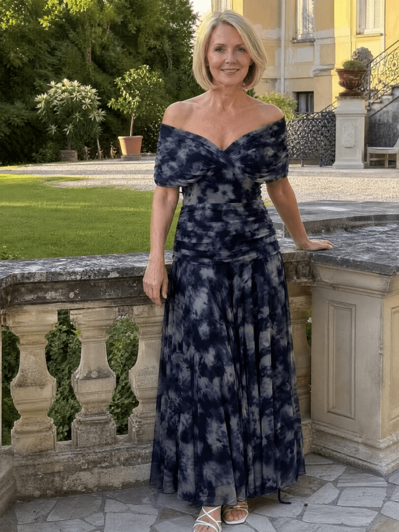 Calen | Vestido Midi Fluido con Hombros al Descubierto