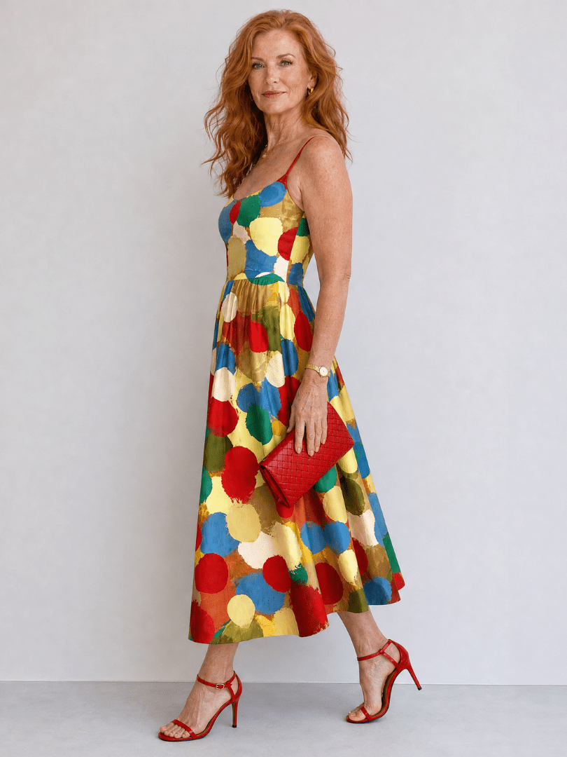 Xandria | Vestido Midi con Estampado de Lunares