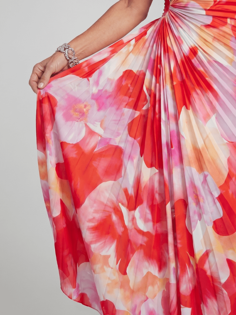Taya | Vestido Midi de un Solo Hombro con Corpiño Plisado