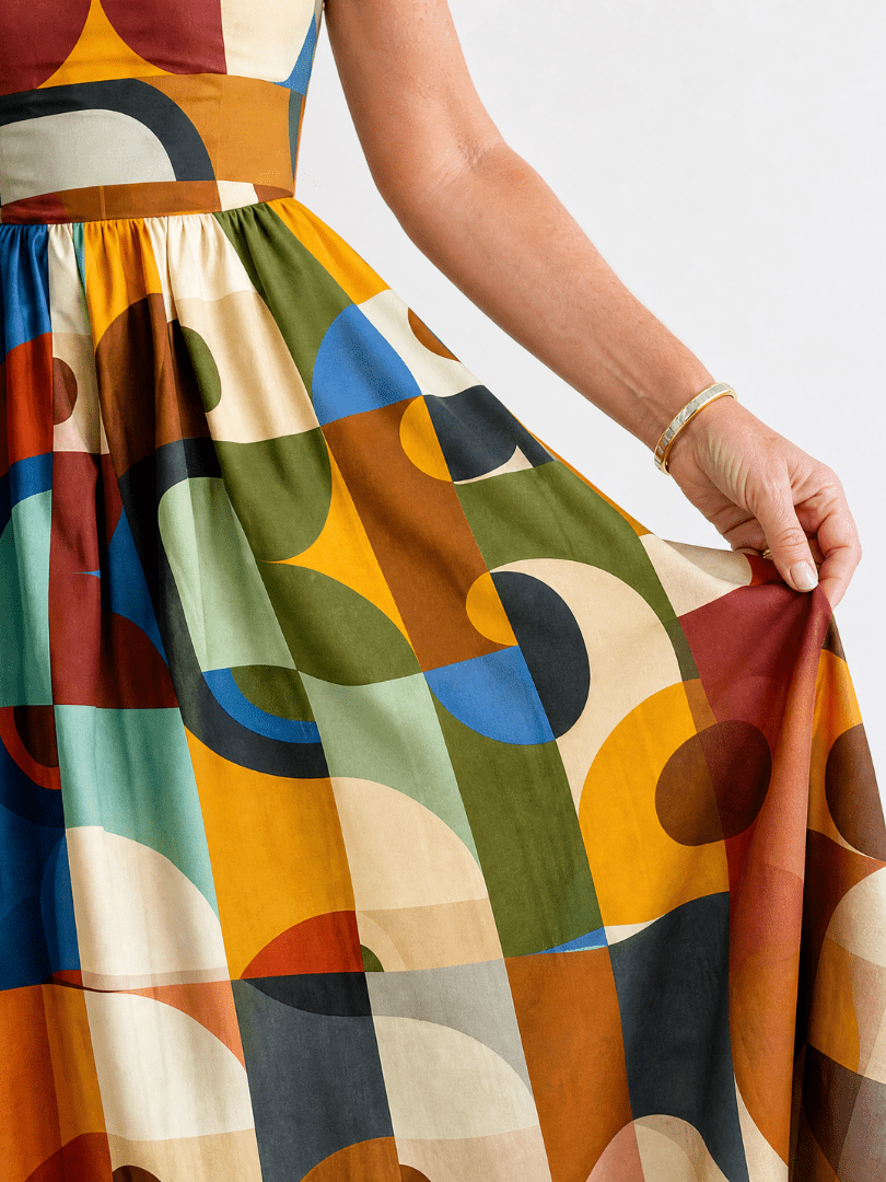 Zoraline | Vestido Midi con Estampado Geométrico