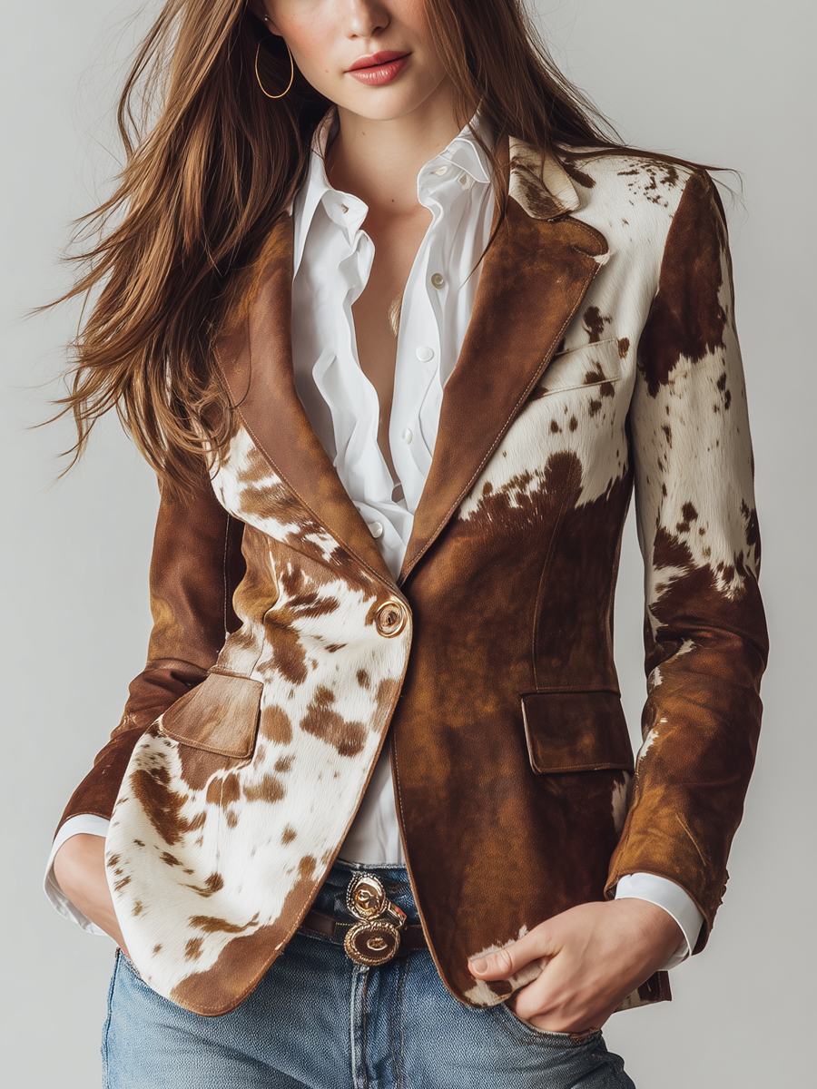 Agathe | Blazer retro Estampado de Vaca