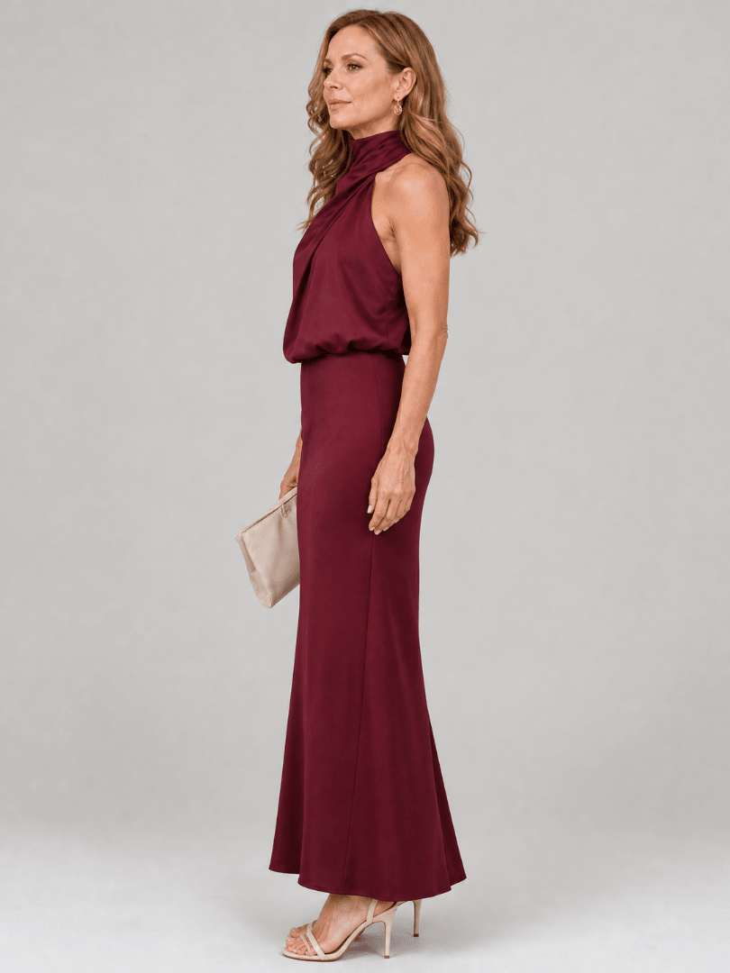 Nopal | Vestido Midi sin Mangas con Escote Drapeado