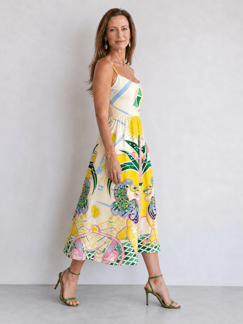 Zephyrelle | Vestido Midi con Estampado Geométrico de León