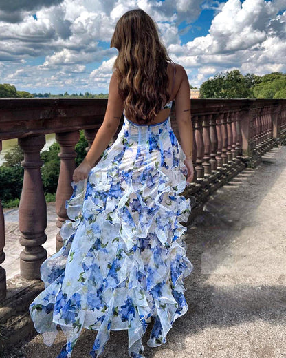 Uri™ | Vestido Floral azúl y blanco