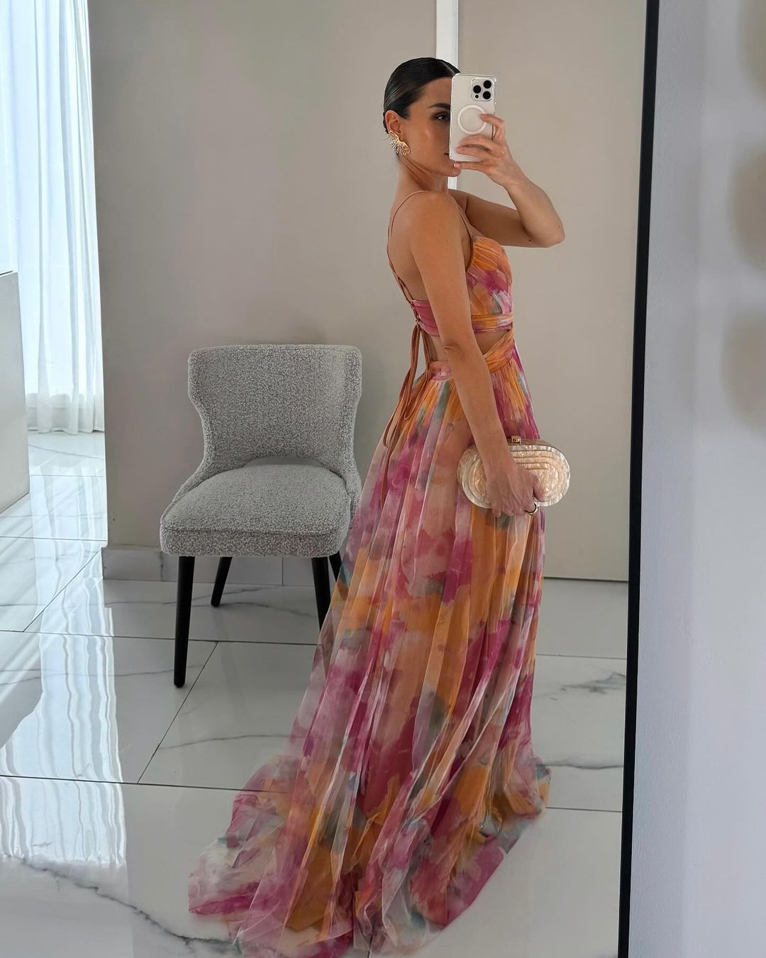 Vestido largo con estampado floral elegante