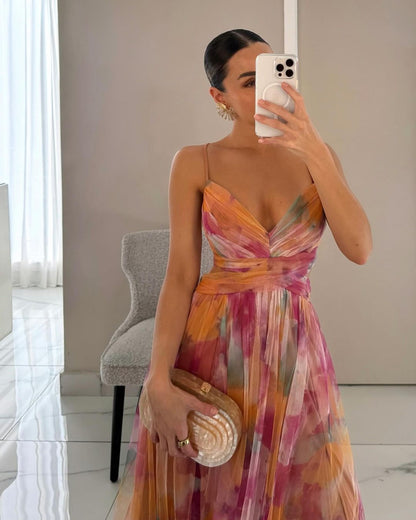 Vestido largo con estampado floral elegante