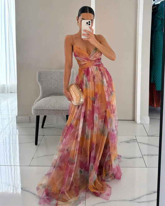 Vestido largo con estampado floral elegante
