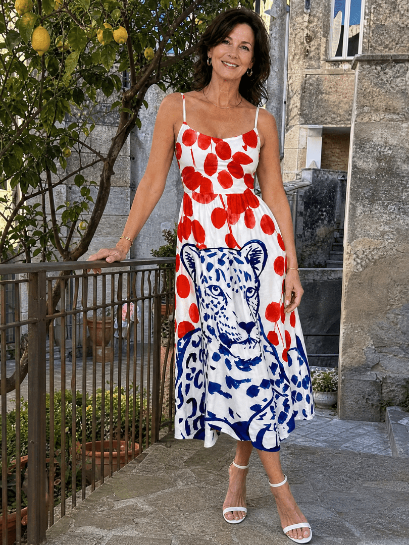 Zarelia | Vestido Midi con Estampado de Leopardo
