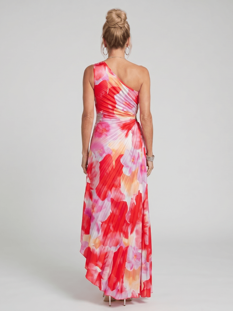 Taya | Vestido Midi de un Solo Hombro con Corpiño Plisado