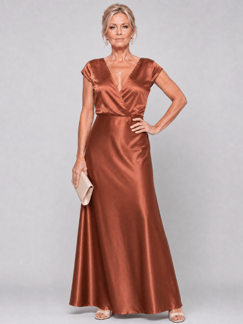 Samouse | Vestido Maxi con Corpiño Envolvente y Manga Corta