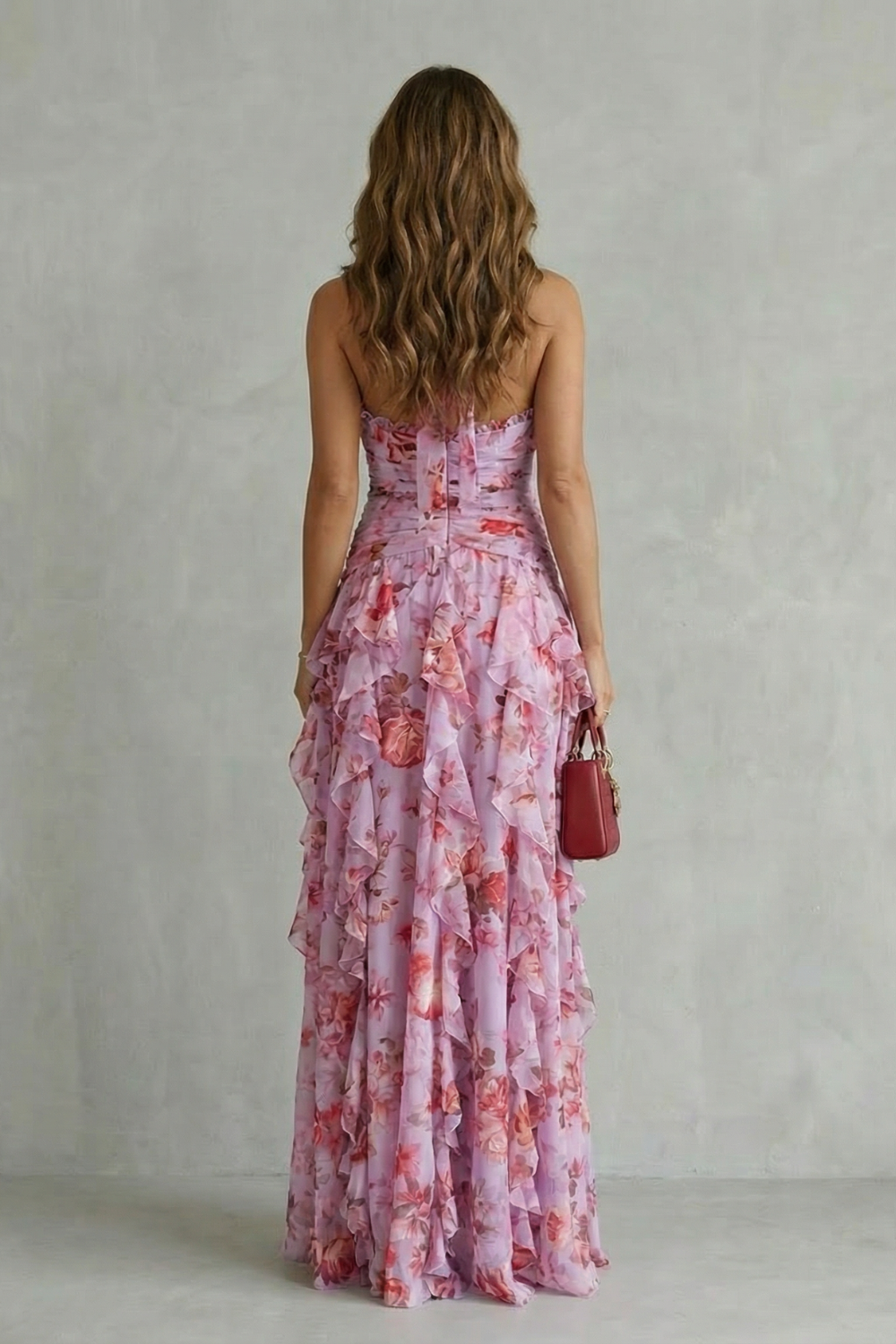 Bella | Romántica Cascada de Rosas Vestido Largo con Escote Halter