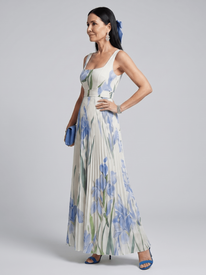 Ophelia | Vestido Midi sin Mangas con Estampado Floral
