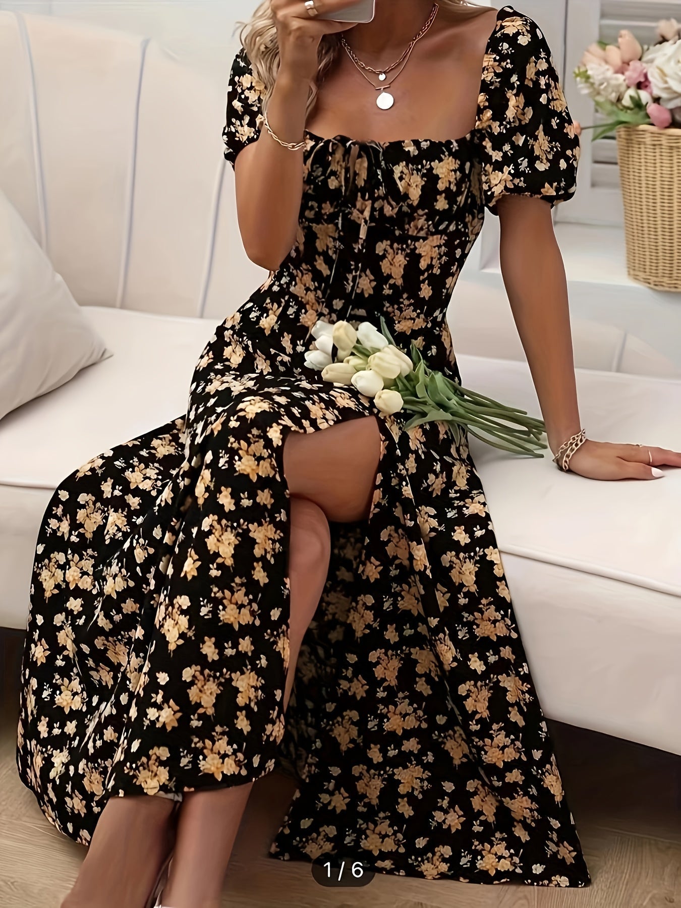 Vestido elegante con estampado floral
