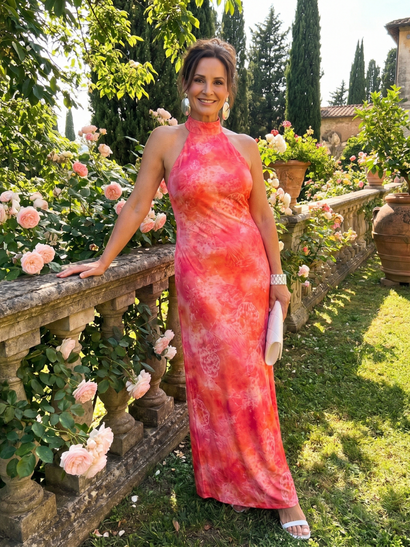 Coraline | Vestido Maxi Estampado con Cuello Halter