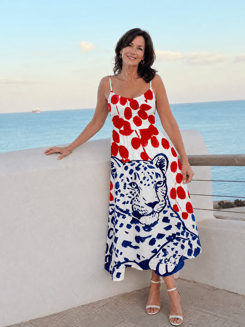 Zarelia | Vestido Midi con Estampado de Leopardo