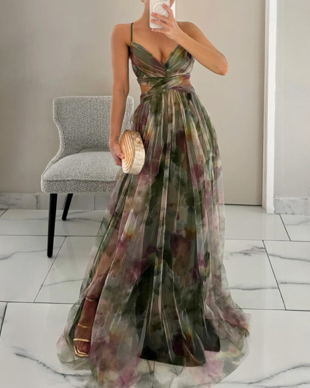 Vestido largo con estampado floral elegante