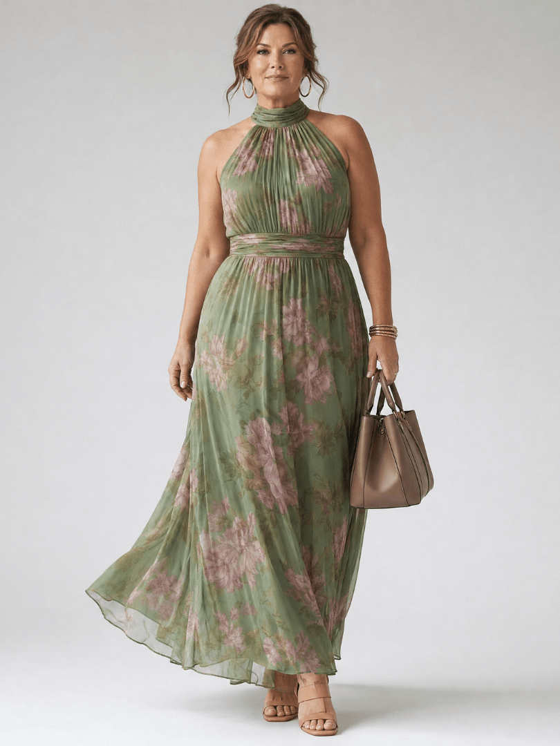 Mirelle | Vestido Midi Halter con Frunces
