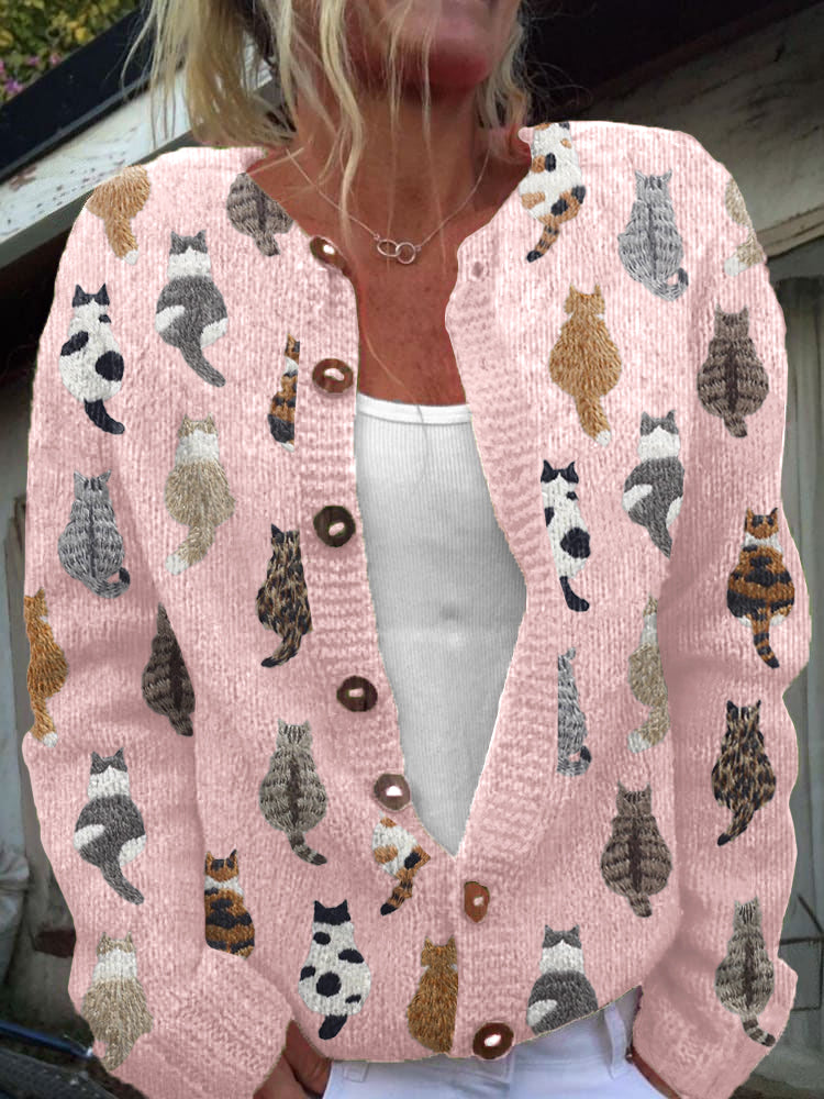 Lidia | Cárdigan con Estampado de Gatos