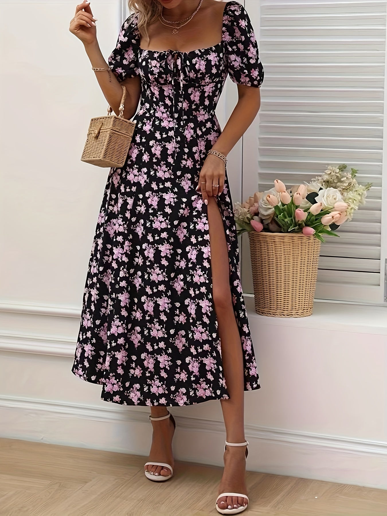Vestido elegante con estampado floral