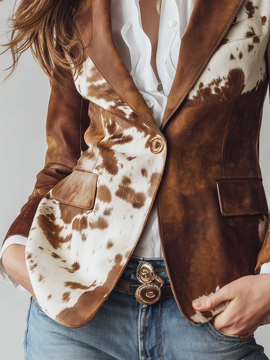 Agathe | Blazer retro Estampado de Vaca