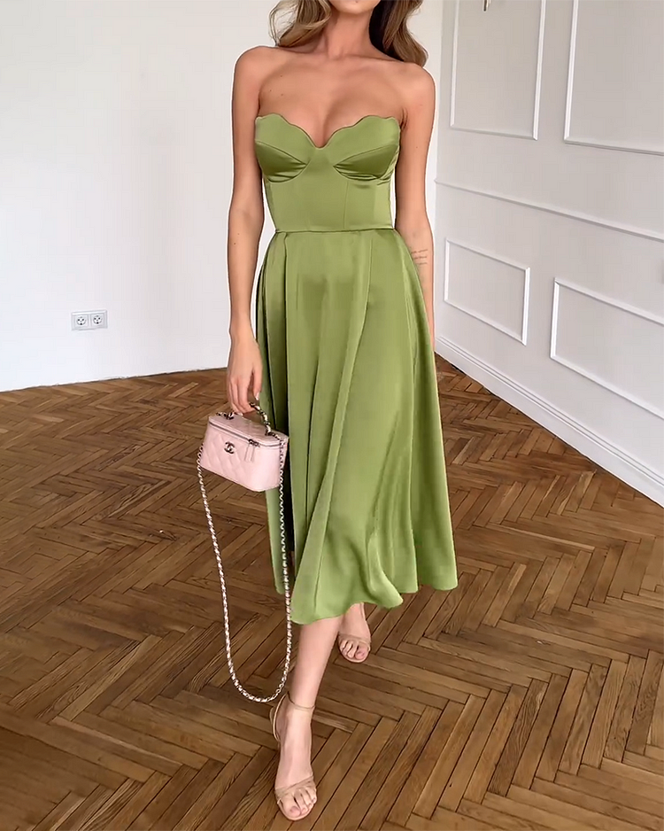Liora | Vestido Midi Elegante Palabra de Honor