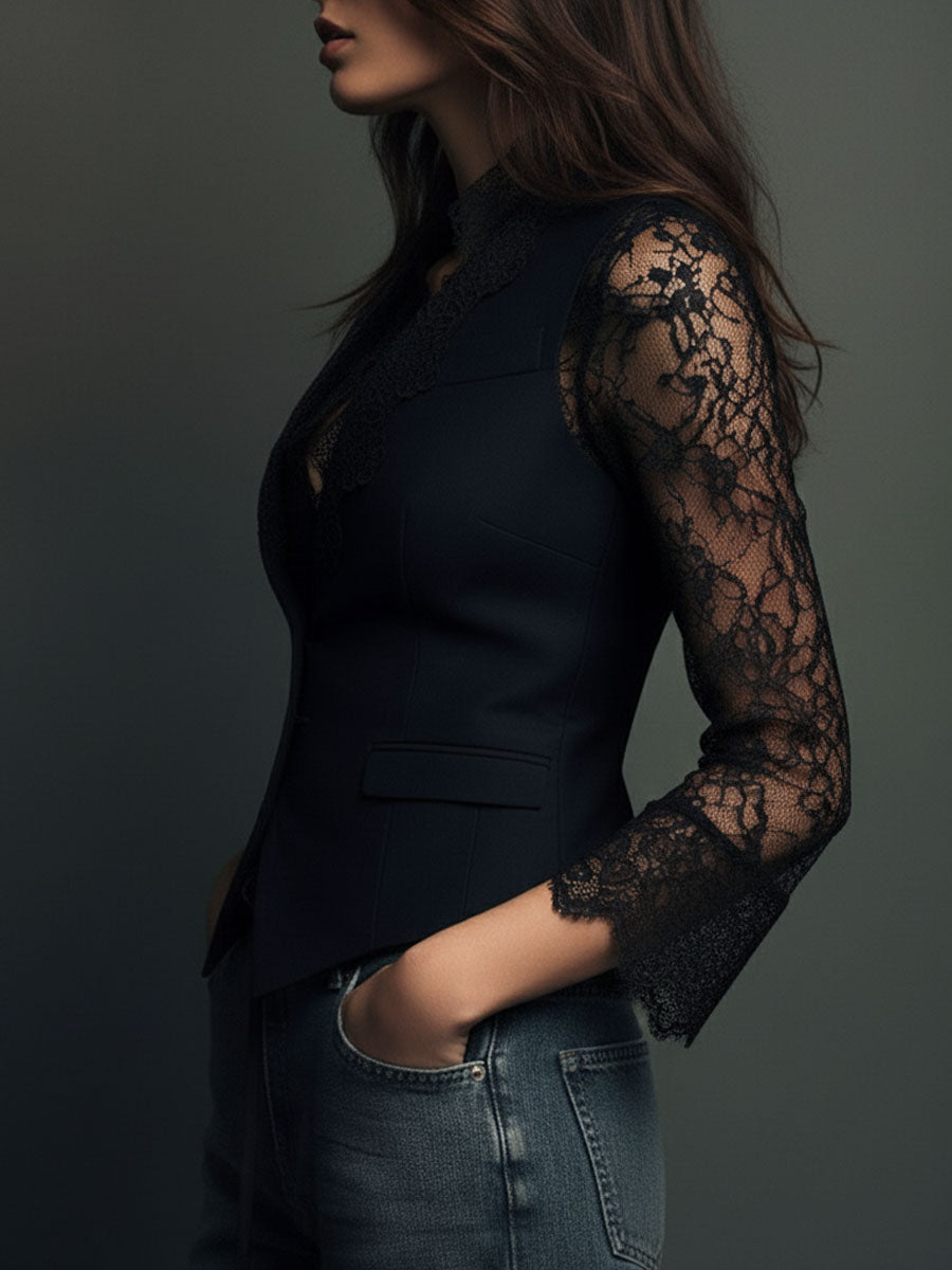 Paola | Chamarra con Mangas Semitransparentes